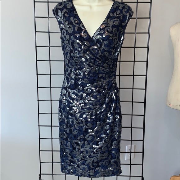 Lauren Ralph Lauren Dresses & Skirts - RALPH LAUREN Navy Sequined Lace Cocktail Dress